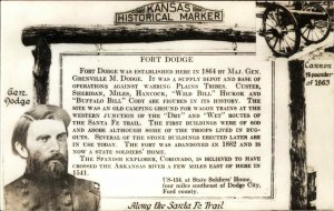 Fort Dodge Kansas KS Historical Marker Real Photo Vintage Postcard