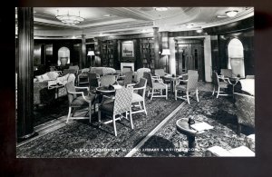 LS3913 - P&O Liner - Stratheden - 1st Class Library & Writing Room - postcard