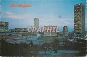 Modern Postcard Los Angeles at twilight showing the water and power building ...