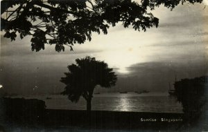 PC CPA SINGAPORE, SUNRISE, Vintage REAL PHOTO Postcard (b24925)