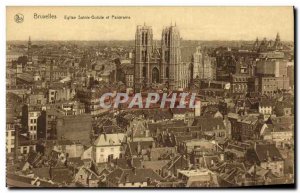 Old Postcard Brussels Church St Gudule and Panorama