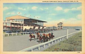 CHARLES TOWN WEST VIRGINIA -HORSE RACE TRACK-HORSERACING 1948 PMK POSTCARD