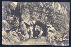 Horse Cart Road & Tunnel between Vik & Voringfoss Norway RPPC Unused c1920s