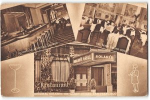 SOLARI'S GRILL Geary Restaurant Bar SAN FRANCISCO 1930s Scarce Vintage Postcard