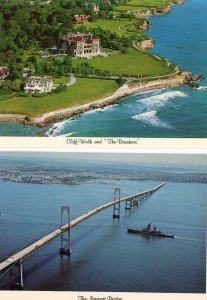 Postcard Lot of 2 Newport, RI, Cliff Walk & Newport Bridge.   6 x 4    N7