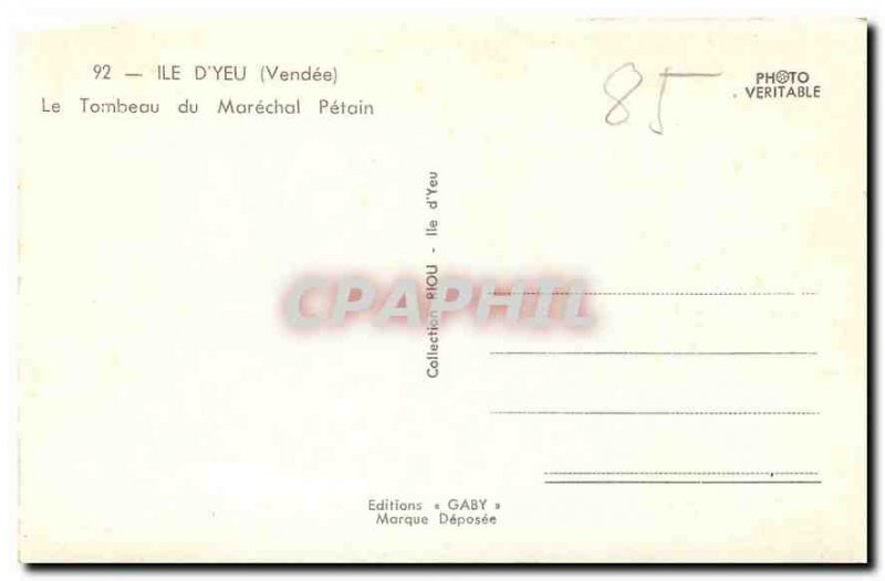 Old Postcard Ile d'Yeu Vendee Le Tombeau du Marechal Petain