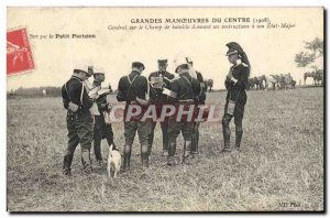 Old Postcard Army Major General Centre1908 of maneuvers on the battlefield gi...