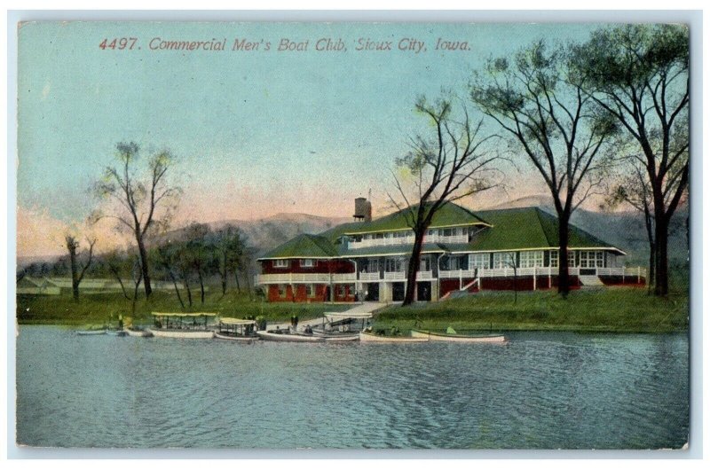1911 Commercial Men's Boat Club Exterior Building Lake Sioux City Iowa Postcard