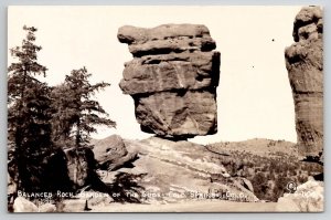 Colorado Springs Balanced Rock Garden of the Gods RPPC Postcard D25