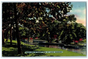 1942 Duck Lake In Forest Park St. Louis Missouri MO Posted Vintage Postcard
