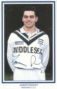 Jason Pooley Middlesex Cricket Club Hand Signed Card Photo Postcard