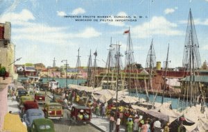 curacao, N.W.I., WILLEMSTAD, Fruits Market (1930s) Kropp 13935N Postcard (2)