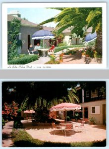 2 Postcards LA JOLLA, California CA ~ Roadside LA JOLLA PALMS HOTEL Patio 1960s