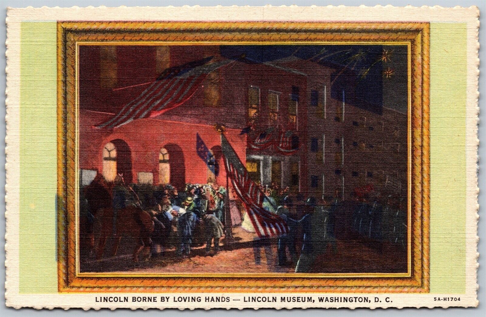 Vtg Washington DC Museum Lincoln Borne By Loving Hands Painting 1930s