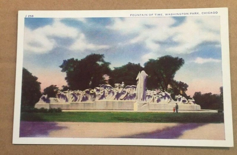 VINT UNUSED .01 POSTCARD - FOUNTAIN OF TIME, WASHINGTON PARK, CHICAGO, ILL