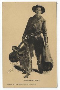 1907 Cowboy/Western Postcard, Holding My Own