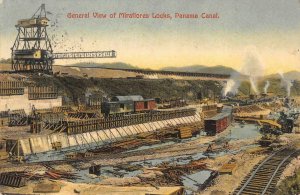 General View of Miraflores Locks PANAMA CANAL Panama City 1910s Vintage Postcard