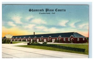 CUMBERLAND Indiana IN ~ Roadside SHAMROCK PLAZA COURTS Motel 1950 Linen Postcard