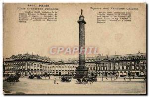 Paris Postcard Old Place and Vendome Column