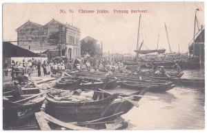 Malay, Penang black and white post card, used