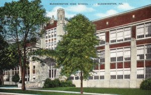 Vintage Postcard 1958 Bloomington High School Building Illinois ILL Structure