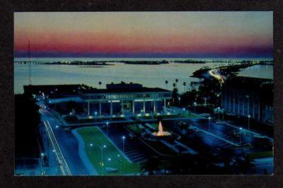 FL Night Dusk City Hall CLEARWATER FLORIDA Postcard PC