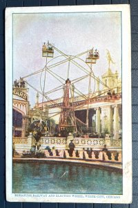 Vintage Postcard 1909 Miniature Railway & Electric Wheel, White City, Chicago IL