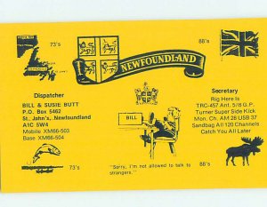 Pre-1980 RADIO CARD - CB HAM OR QSL St. John'S Newfoundland NL AH1738