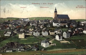 Germany Schneeberg i. sachs Erzgebirge Village Bird's Eye View c1910 PC