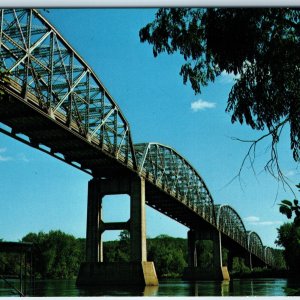 c1960s McGregor, IA Bridge Wisconsin River Wyalusing Pikes Peak Park Chrome A222