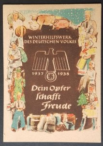 GERMANY THIRD 3RD REICH ORIGINAL PROPAGANDA LABEL WINTER RELIEF FUND 1937/38