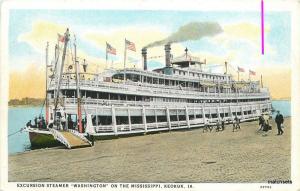 1920s Iowa Excursion Steamer Washington Mississippi Keokuk  IowaTeich 9177