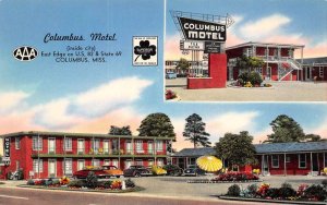 Columbus Mississippi Columbus Motel, Multi-View Chrome Vintage Postcard U13112