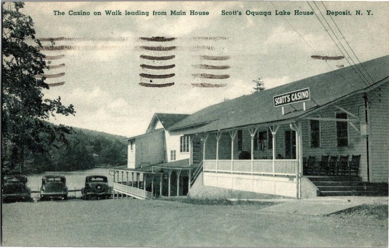 The Casino at Scott's Oquaga Lake House Deposit NY c1942 Vintage Postcard P13