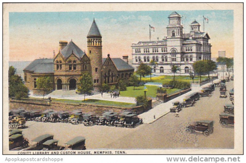 Tennessee Memphis Cositt Library and Custom House 1924 Curteich