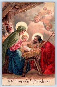 1910 Christmas Religious Jesus And Mary PFB Embossed Boothwyn PA Postcard