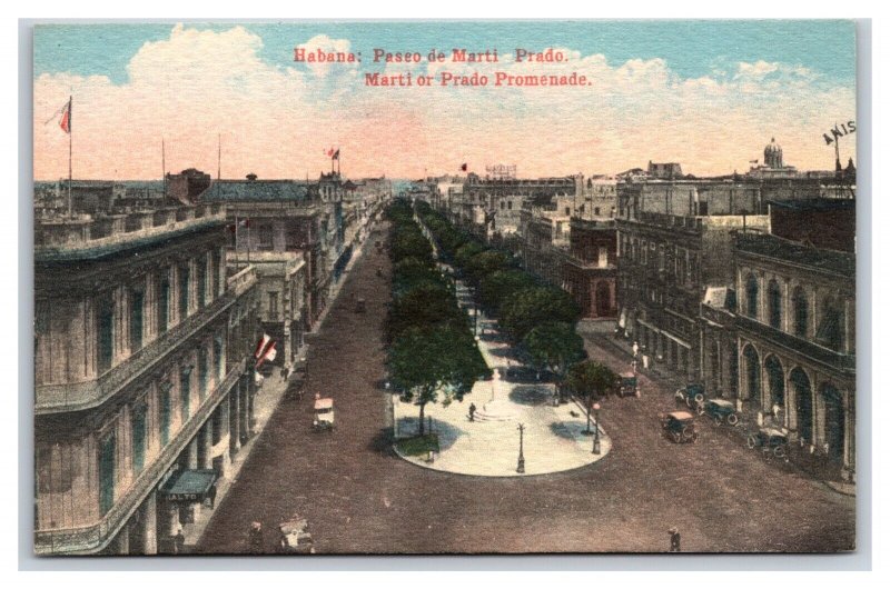 Paseo de Marti Prominade Street View  Havana Cuba UNP DB Postcard B19