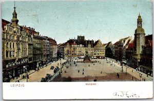 1906 Leipzig Marktplatz Germany Monument Square Street View Posted Postcard