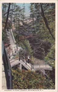 New York Watkins Glen Stairway To Point Lookout Curteich