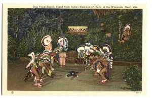 Native American Postcard Dog Feast Dance Stand Rock Indian Ceremonial Dells WI