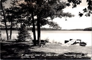 Real Photo Postcard A Pretty Spot at Trails End Pokegama Lake Hertel, Wisconsin