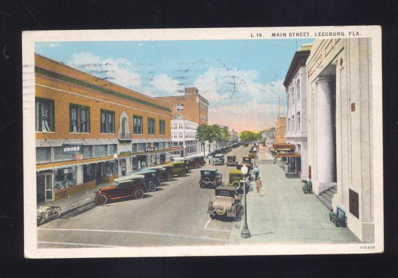 LEESBURG FLORIDA DOWNTOWN MAIN STREET SCENE ANTIQUE VINTAGE 