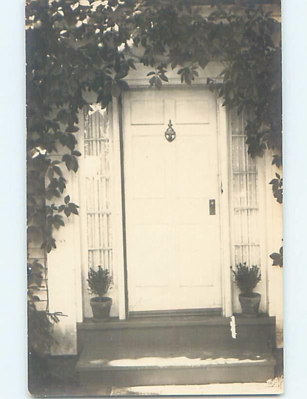 Pre-1930 rppc abstract REAL PHOTO OF FRONT DOOR & KNOCKER - ARCHITECTURE HM0293