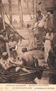 Postcard 1910's Puvis De Chavannes Rencontre de Saint Germain Painting Art