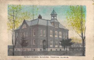 Trenton Illinois Public School Building Street View Antique Postcard K104781