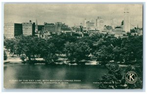 1910 Part Sky Line Loring Park Foreground Minneapolis Minnesota Vintage Postcard