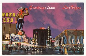 P3172 vintage postcard las vegas street scene many signs etc colorful view