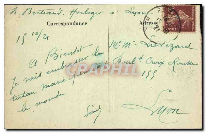 Postcard Old Paris Pantheon and the statue Rousseau