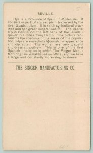 Singer Mfg Co~Sevilla Spain Couple at Sewing Machine~1892 Victorian Trade Card 