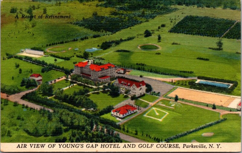 Linen PC Aerial View Young's Gap Hotel and Golf Course in Parksville, New York